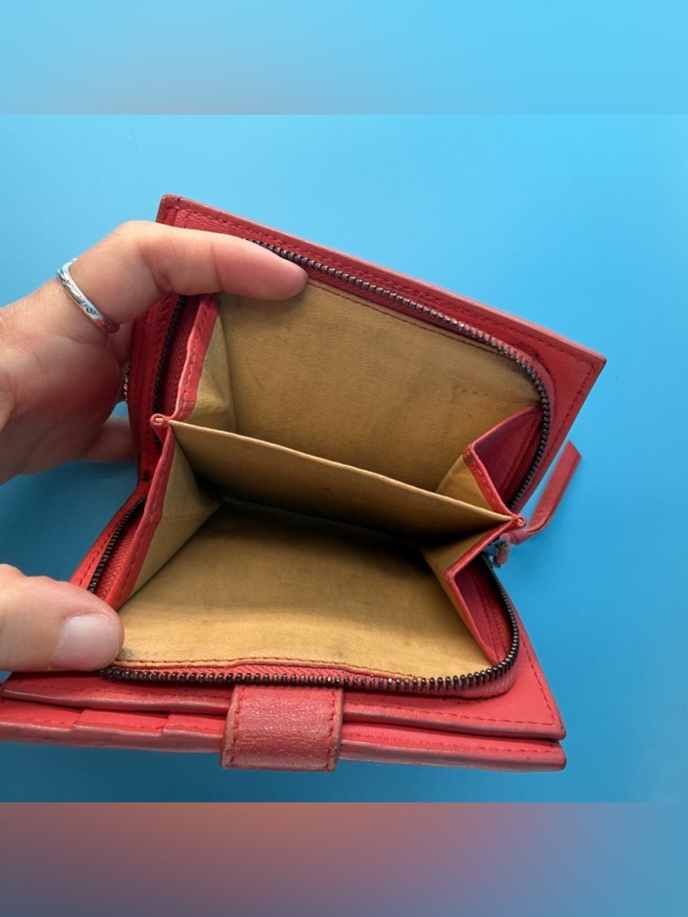 Bottega Veneta Coral Leather Compact Snap Wallet Zip Italy - Picture 7 of 7